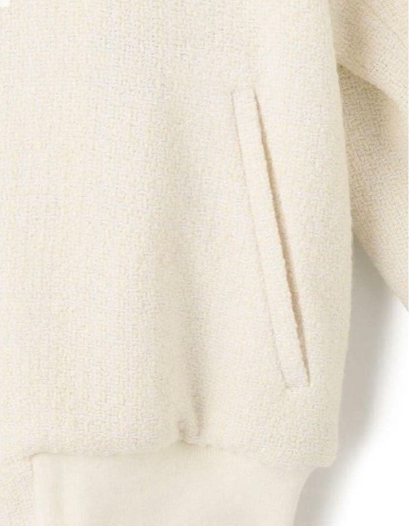 BEIGE ベイジ ツイードジャンパー 白 ブルゾン ダウン