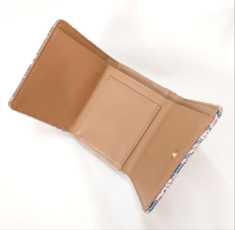 【現品販売】 foresttile ブルー がま口三つ折り財布 ミナペルホネン