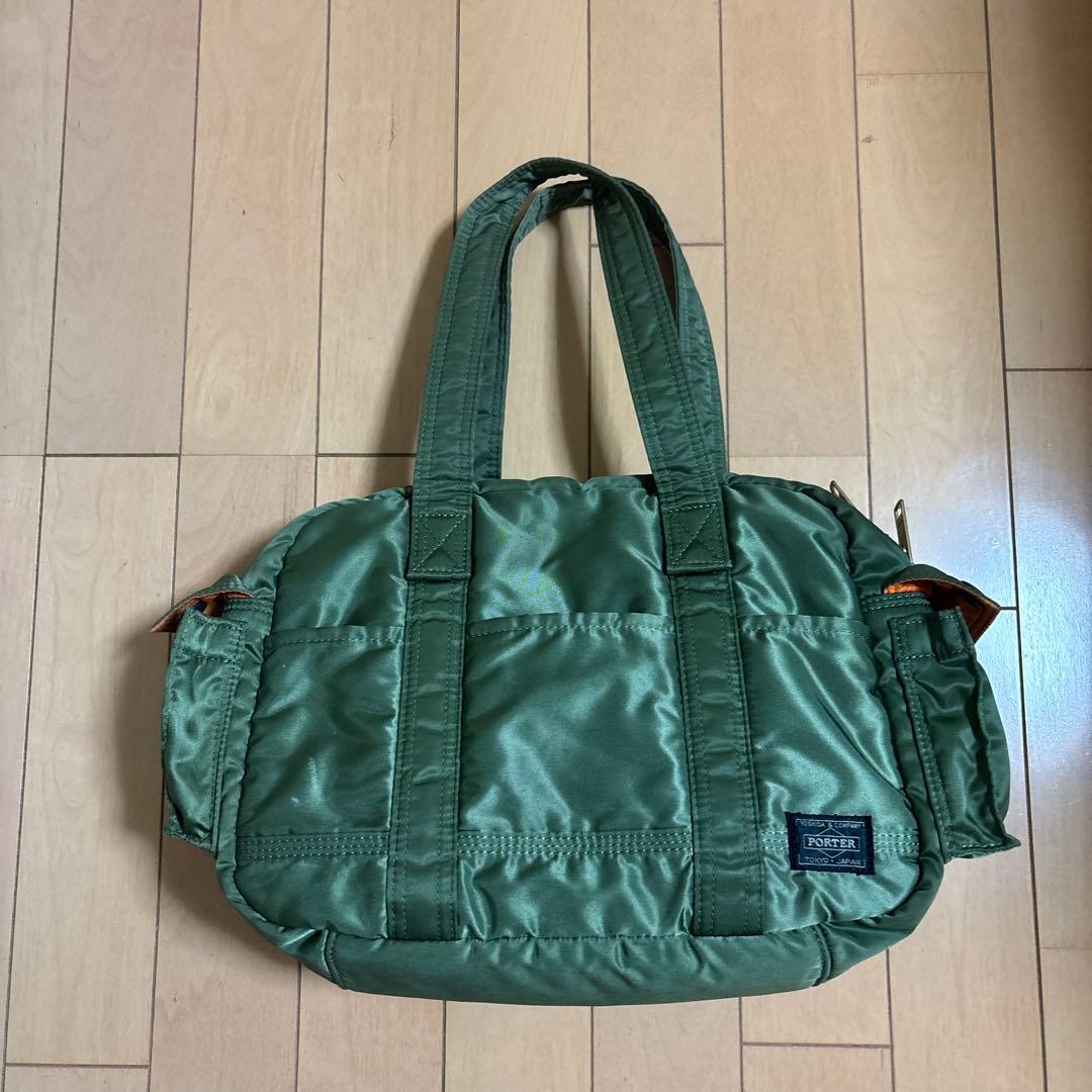 ポーターカーキ色ミドルボストンバッグ