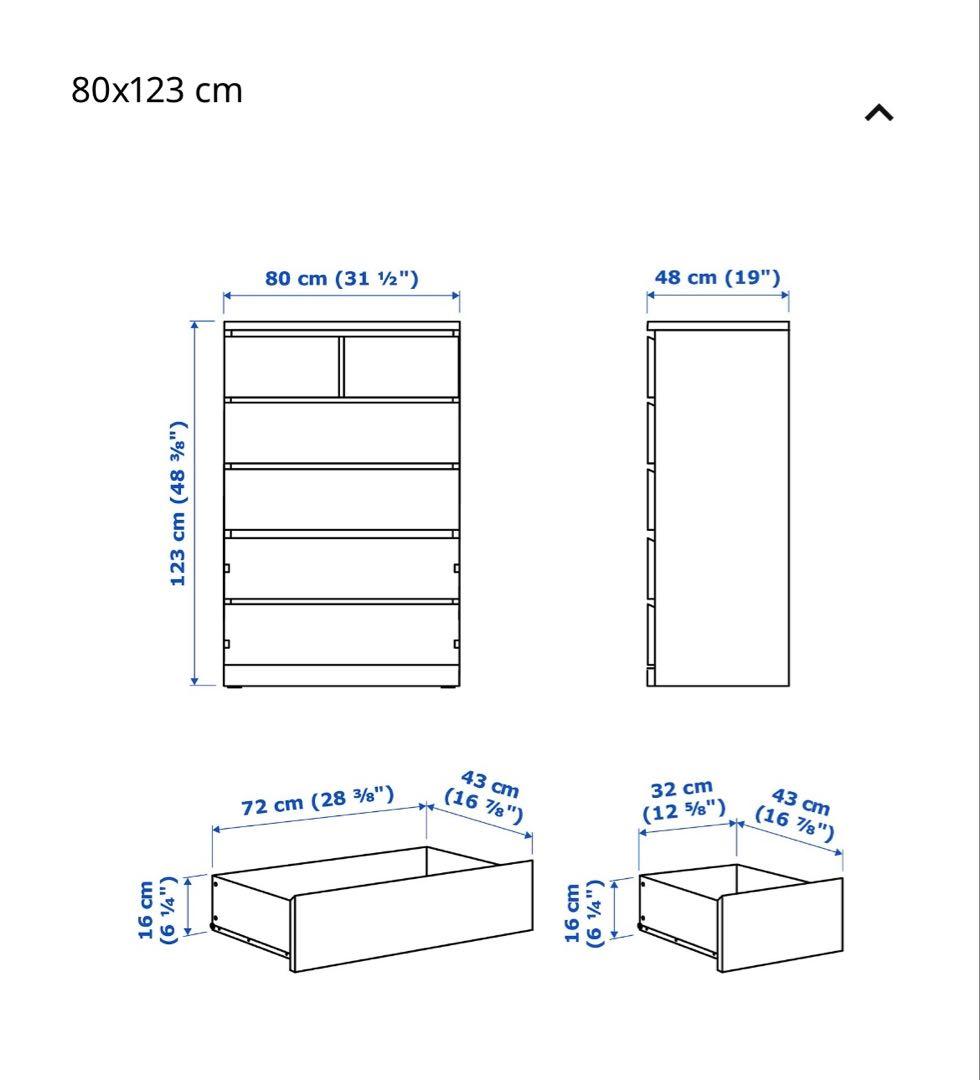 IKEA イケア　MALM マルム　ホワイト　5段