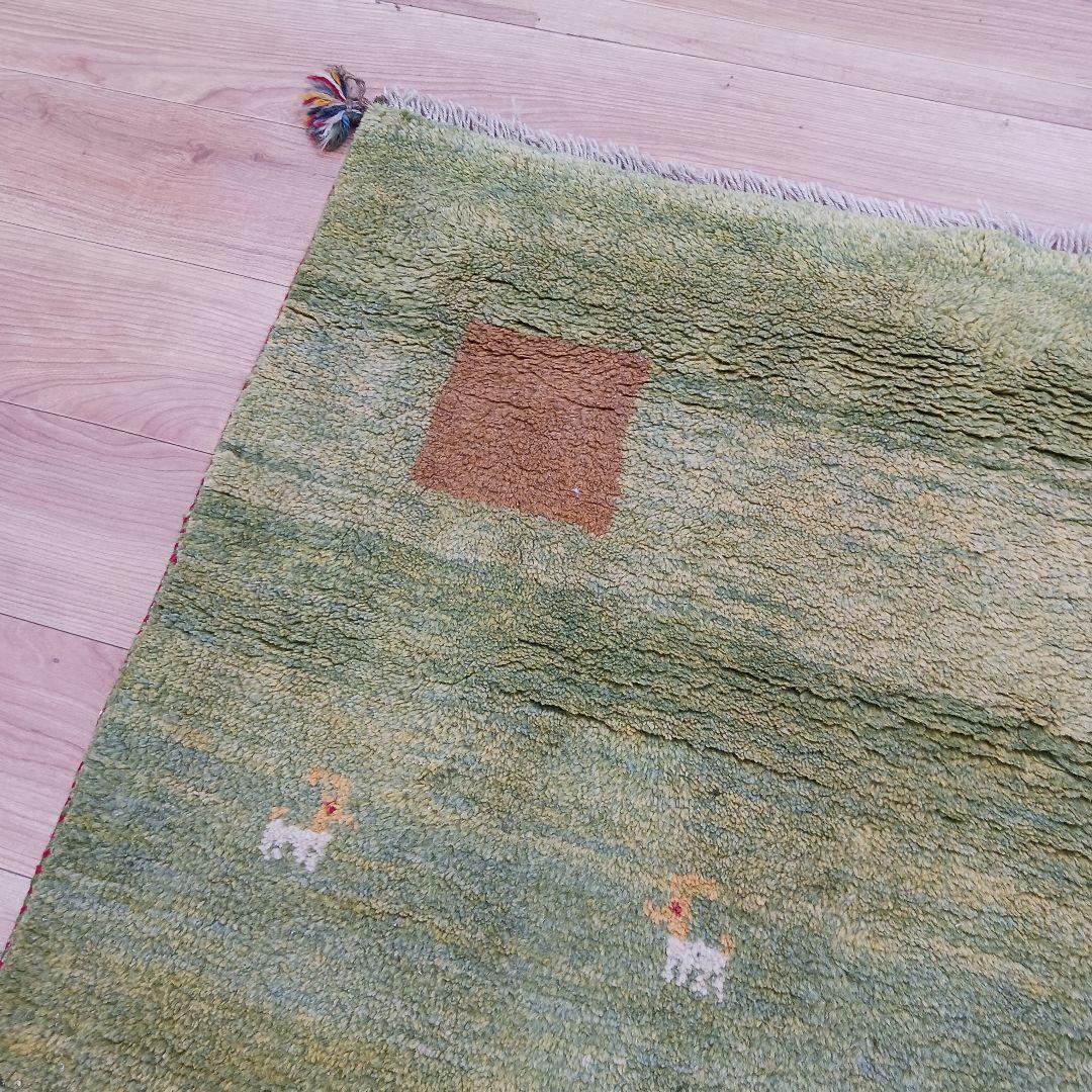 Y3064 ペルシャ絨毯 ギャッベ 手織り ウール 191×150㎝