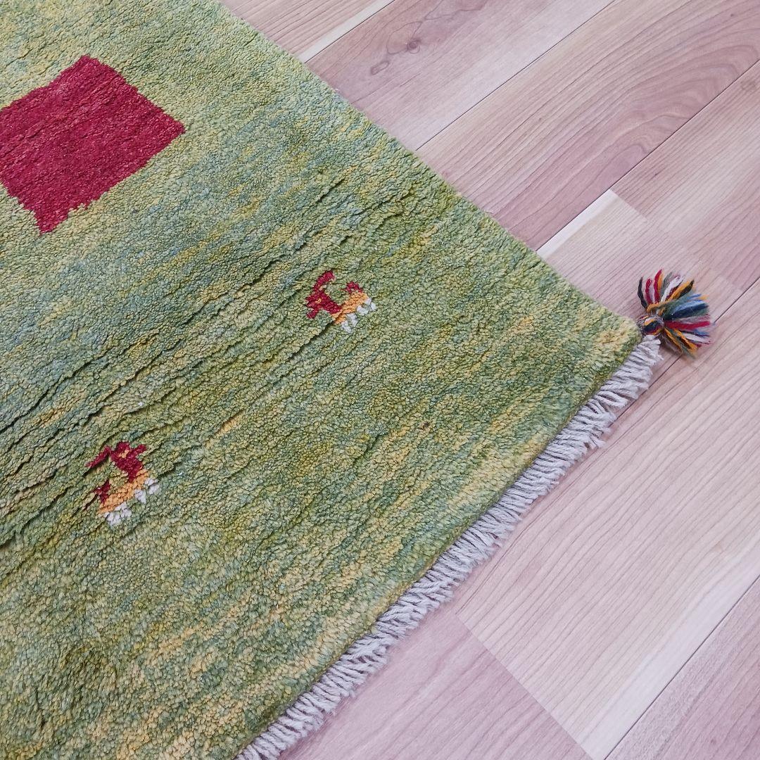 Y3064 ペルシャ絨毯 ギャッベ 手織り ウール 191×150㎝