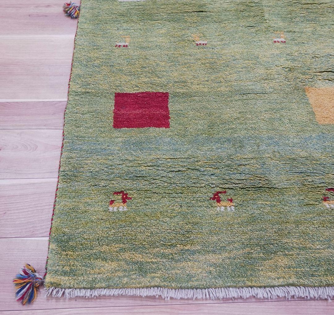 Y3064 ペルシャ絨毯 ギャッベ 手織り ウール 191×150㎝