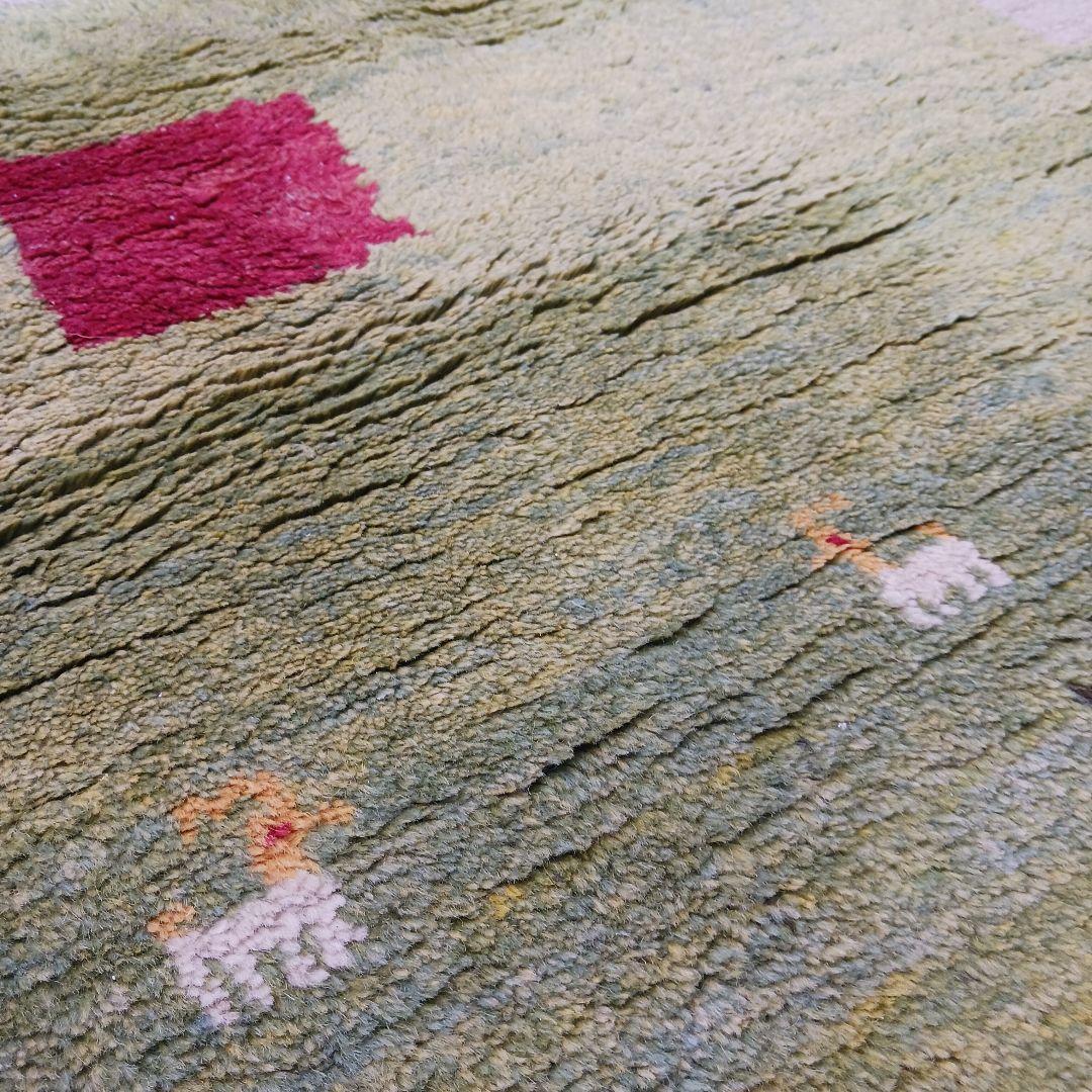 Y3064 ペルシャ絨毯 ギャッベ 手織り ウール 191×150㎝