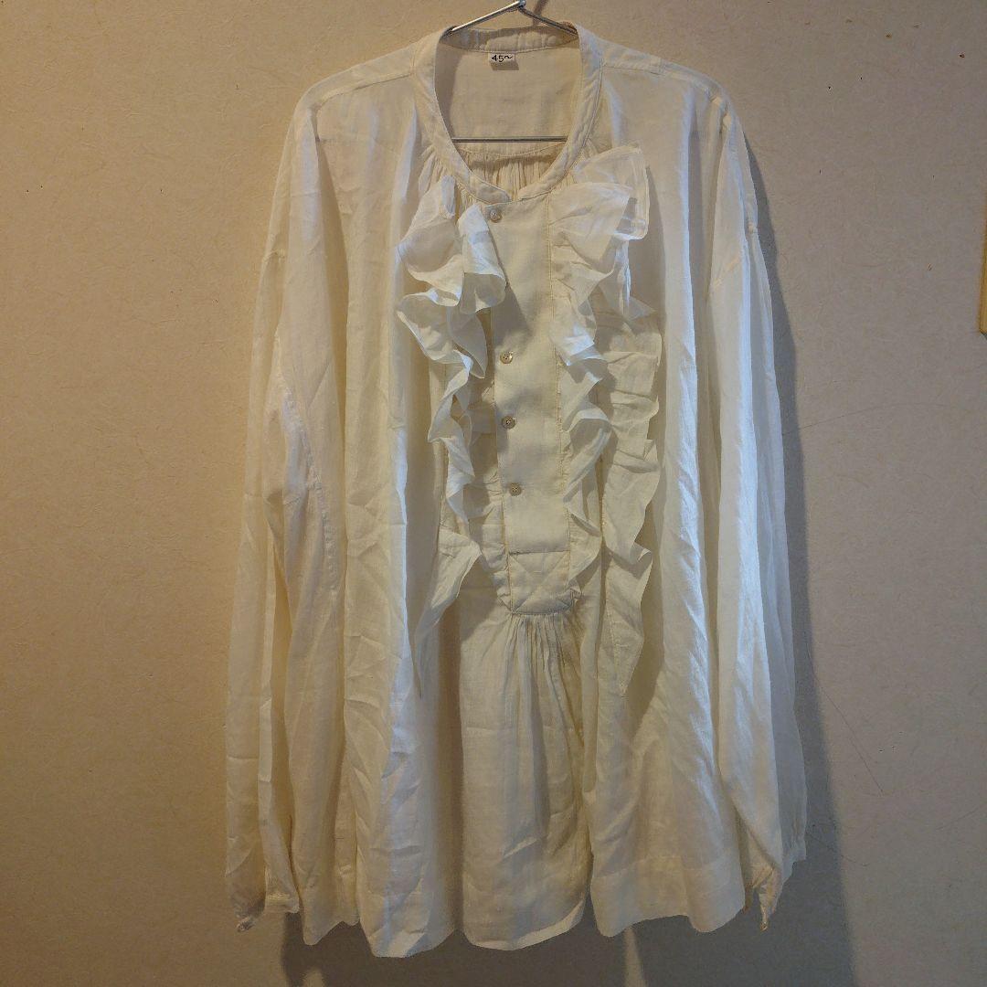 45rpm　タッサーカディのフリルブラウス　SIZE3　コットンシルク　シャツ