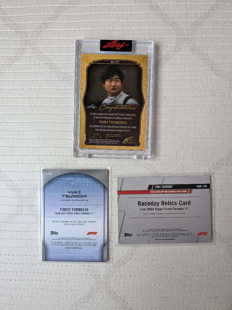 角田裕毅 直筆サインカード　F1 auto　レリック　セット　topps