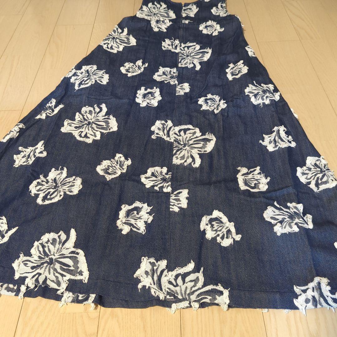 Ameri　FLOWER CUT JACQUARD DENIM DRESS