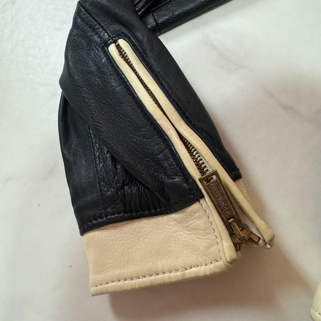 未使用タグ付 DSQUARED2 ラムレザー ライダース シングル バイカラー