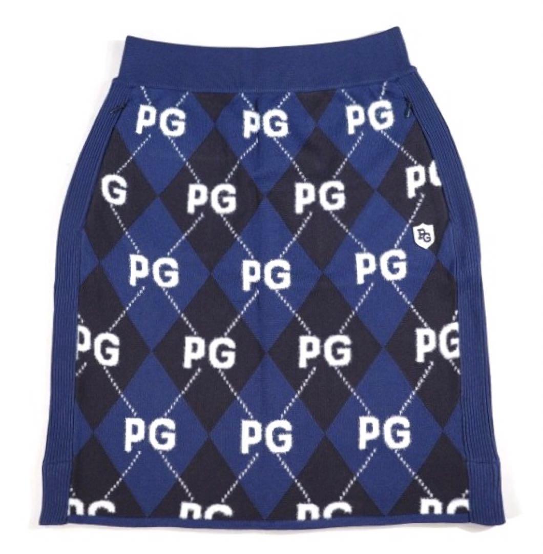 【PEARLY GATES】秋冬 アーガイル ニット ひざ丈スカート・1番M