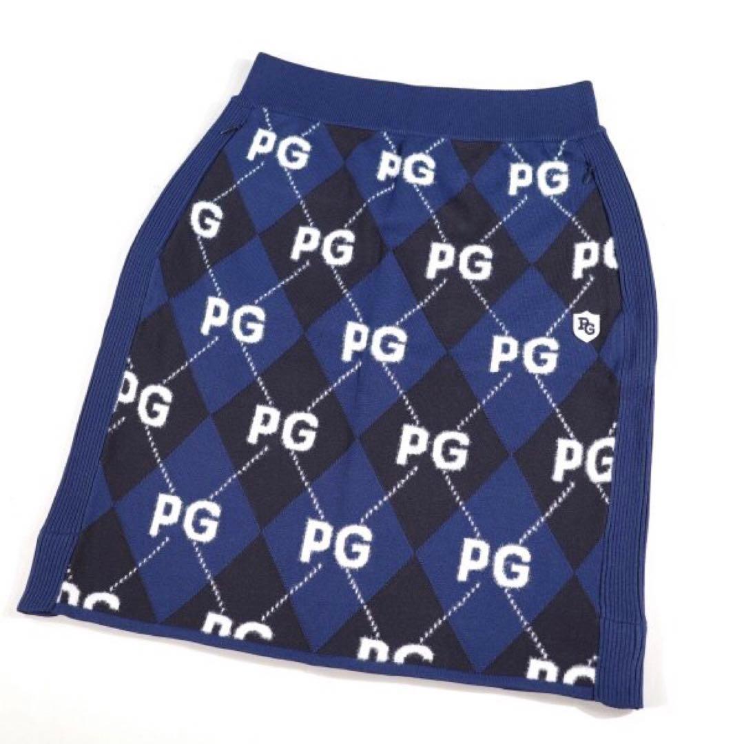 【PEARLY GATES】秋冬 アーガイル ニット ひざ丈スカート・1番M