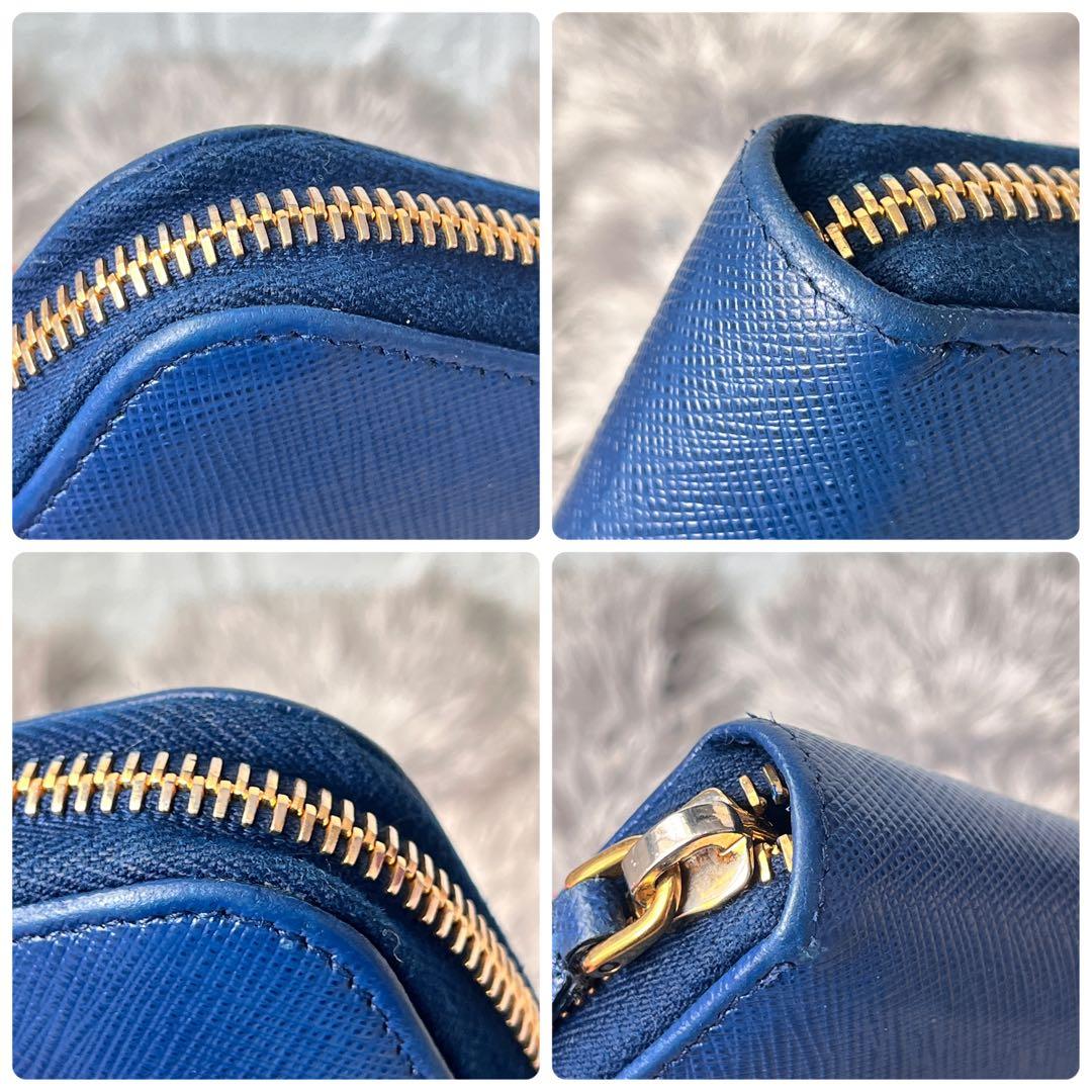 美品✨PRADA フィオッコ　ラウンドファスナー　サフィアーノ　メタルロゴ