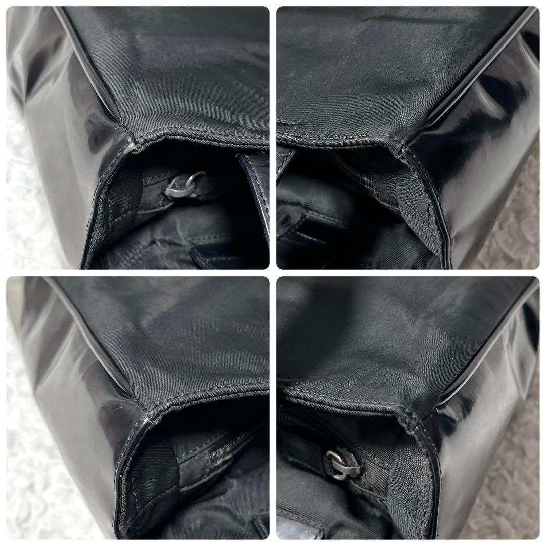 PRADA ブラック トートバッグ　ナイロン　レザー　三角　ハンドバッグ