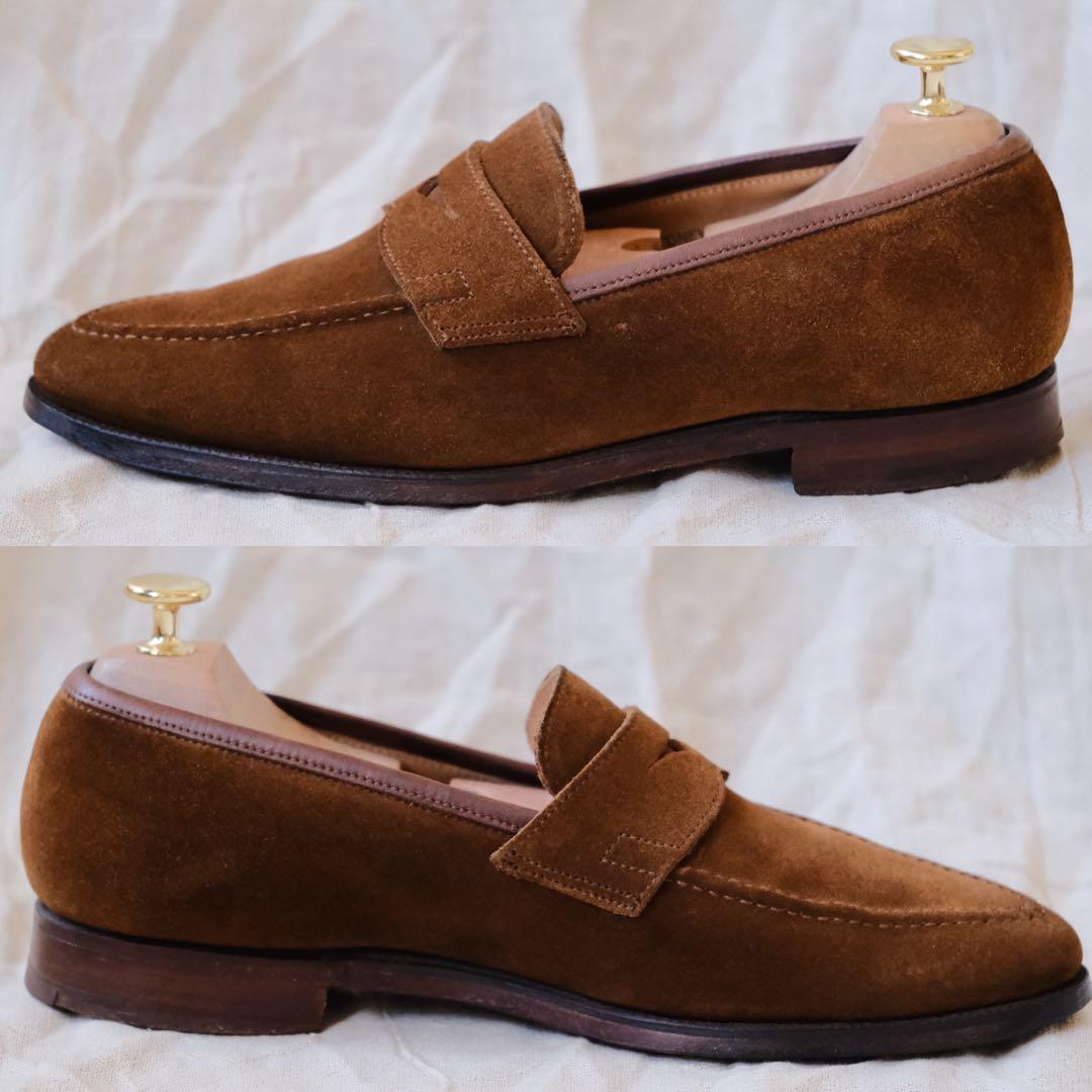 Crockett & Jonesスエードローファー SYDNEY茶5E
