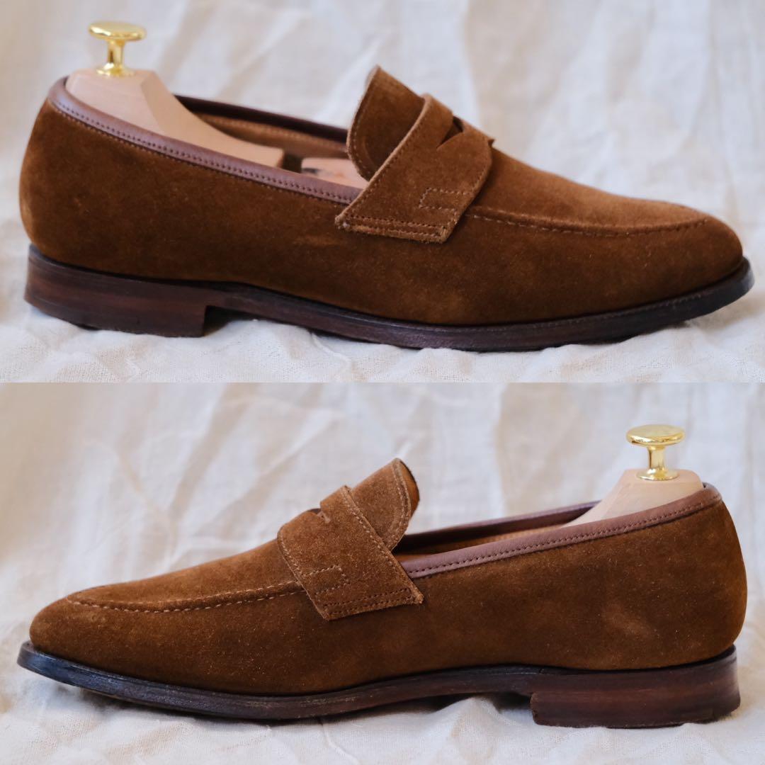 Crockett & Jonesスエードローファー SYDNEY茶5E