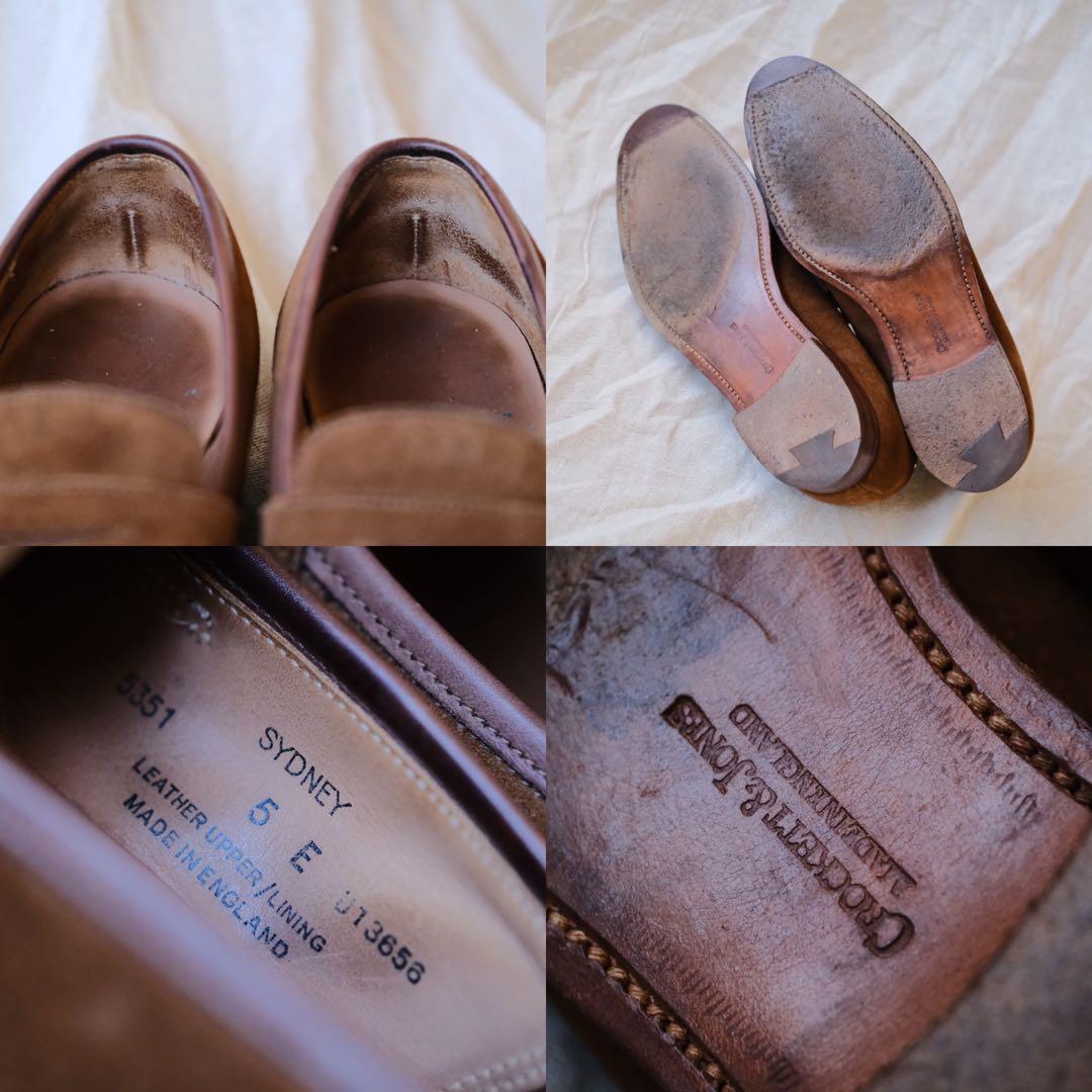 Crockett & Jonesスエードローファー SYDNEY茶5E