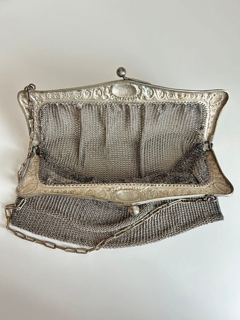 フランス購入　アンティーク　シルバー　メッシュバッグ