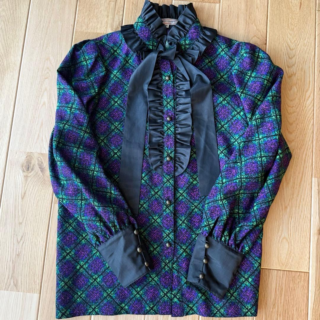 合馬公式アカウント1イヴ・サンローラン　ヴィンテージチェックワンピース M