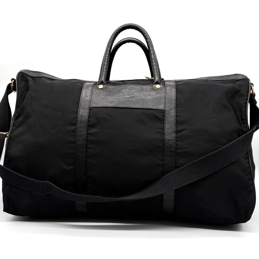 イルビゾンテ 2way ボストンバッグ 大容量 ナイロン レザー 南京錠付き 黒