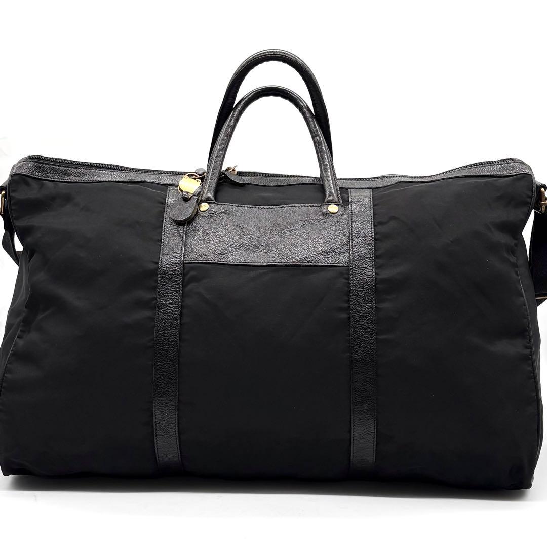 イルビゾンテ 2way ボストンバッグ 大容量 ナイロン レザー 南京錠付き 黒