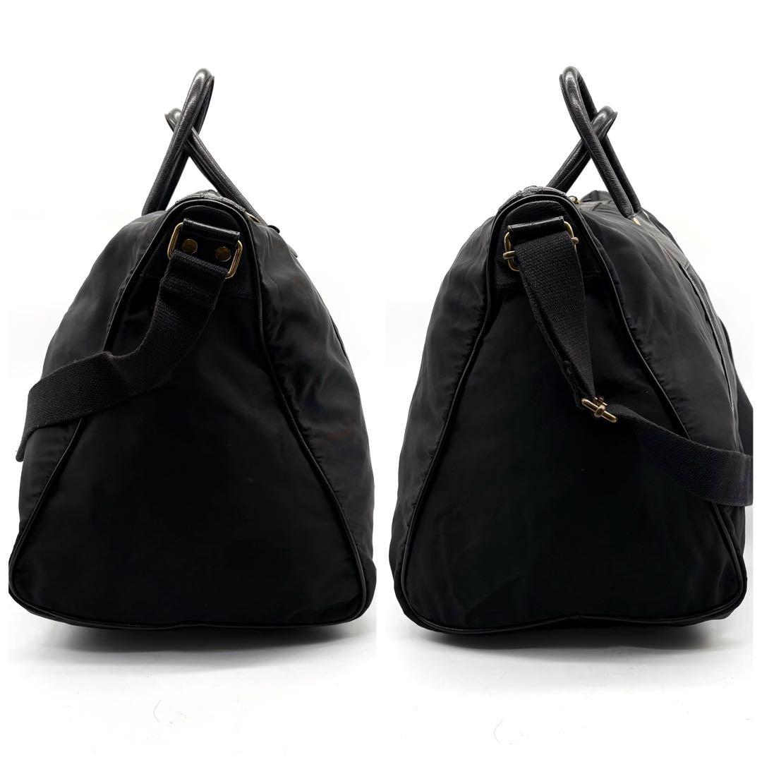 イルビゾンテ 2way ボストンバッグ 大容量 ナイロン レザー 南京錠付き 黒