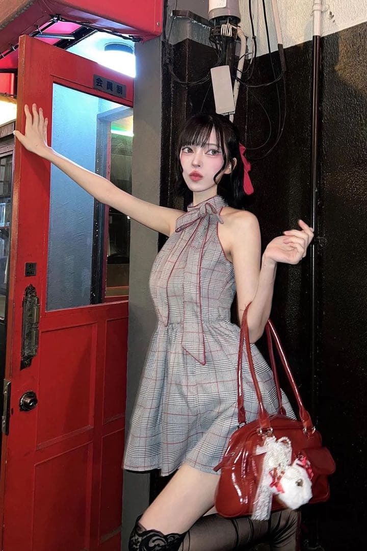 新品未使用品 BELEAR MIMI グレンチェックフレアミニ ワンピース