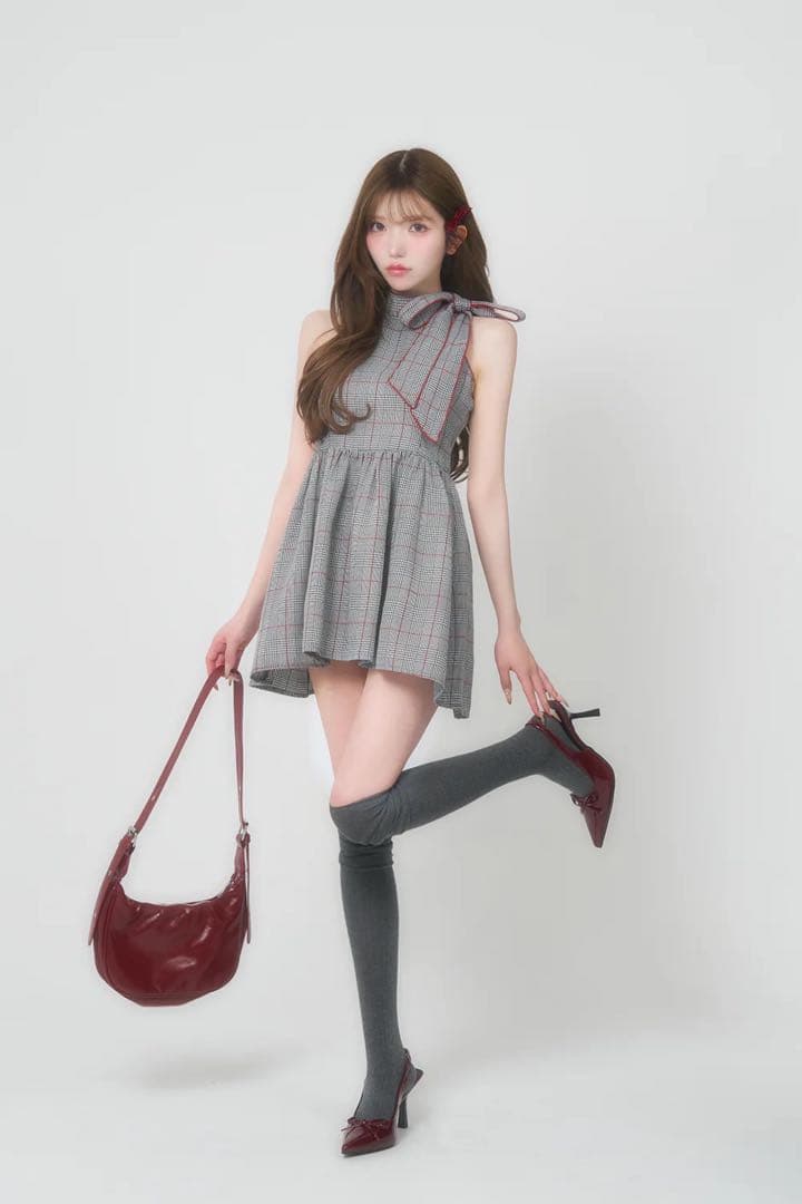 新品未使用品 BELEAR MIMI グレンチェックフレアミニ ワンピース