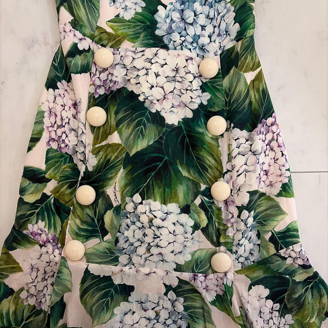 DOLCE & GABBANA アジサイ柄 ノースリーブワンピース