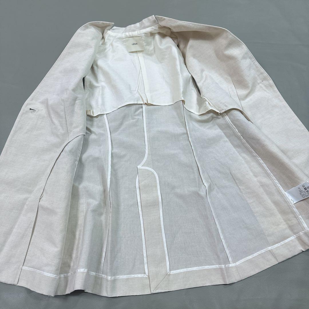 IENA ペプラムジレ 2025秋 リネン混ベージュ　Vネック