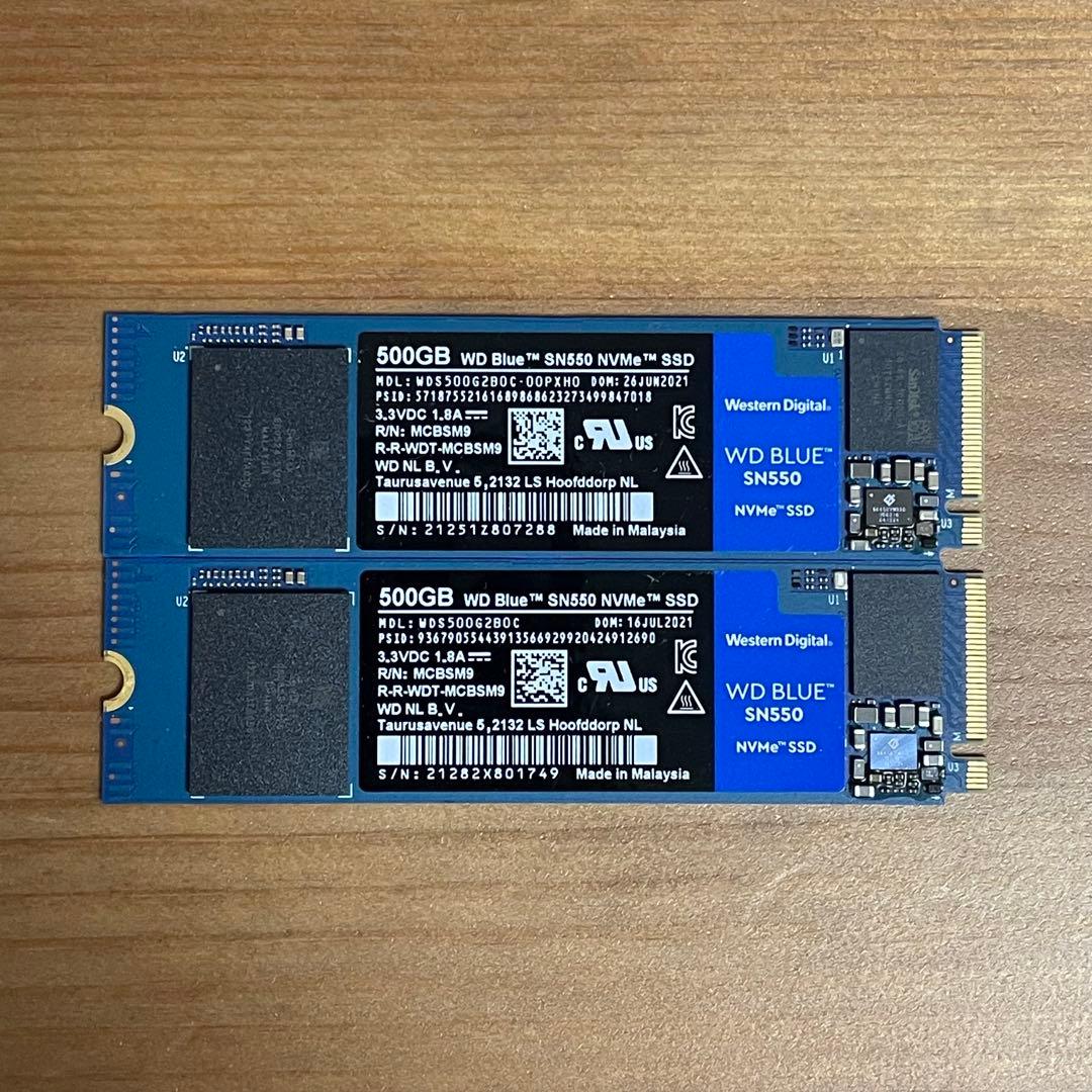 WD Blue SN550 NVMe SSD 500GB 2個セット