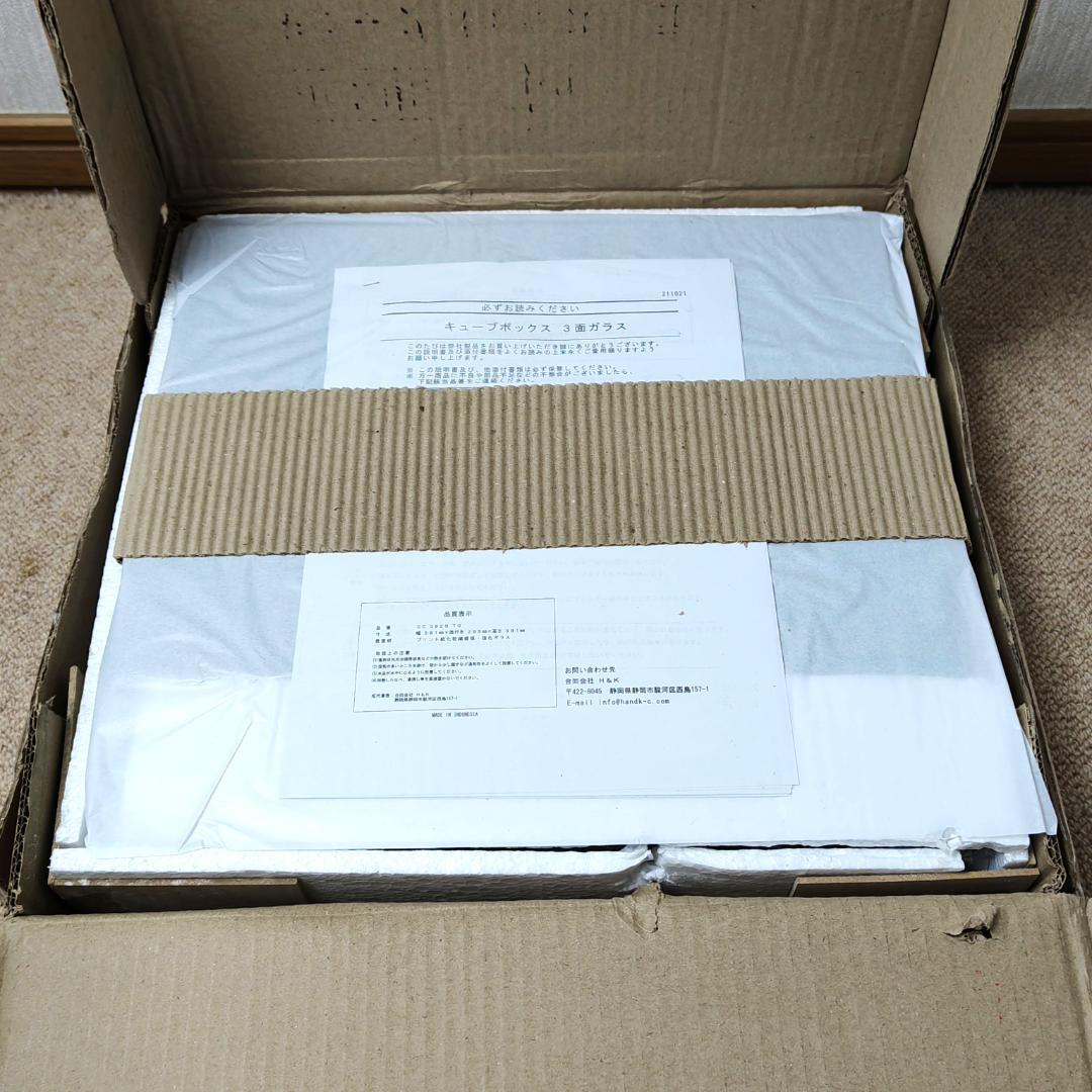 地球家具 キューブボックス 2点 側面ガラスタイプ CC-3828TG 黒