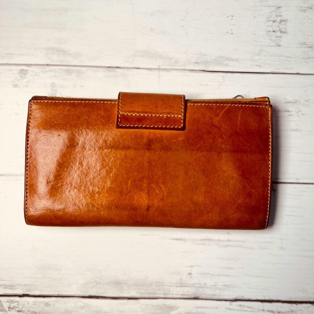 【ヴィンテージ感漂う本革】ILBISONTE　スナップ長財布　ヌメ　刻印　大容量