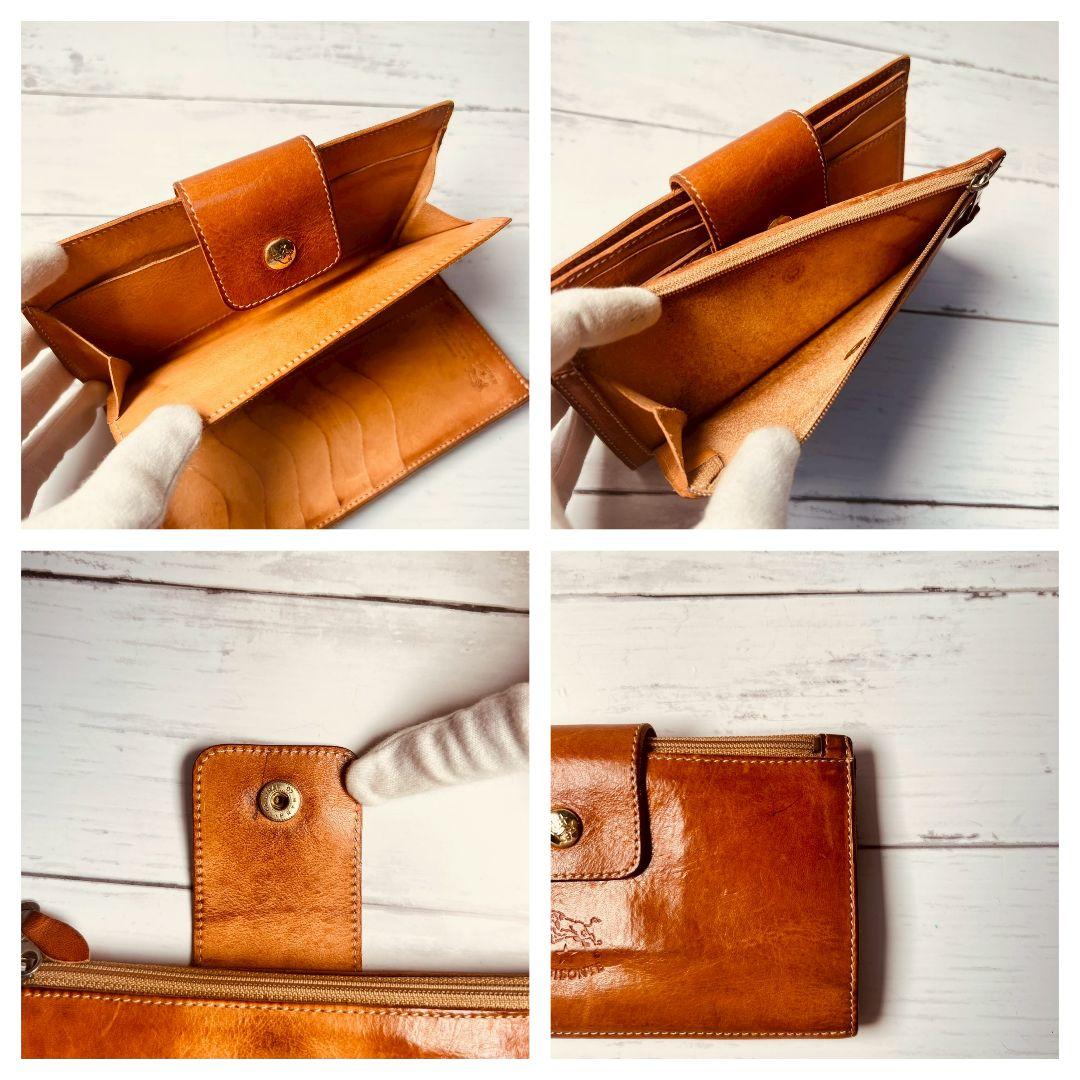 【ヴィンテージ感漂う本革】ILBISONTE　スナップ長財布　ヌメ　刻印　大容量