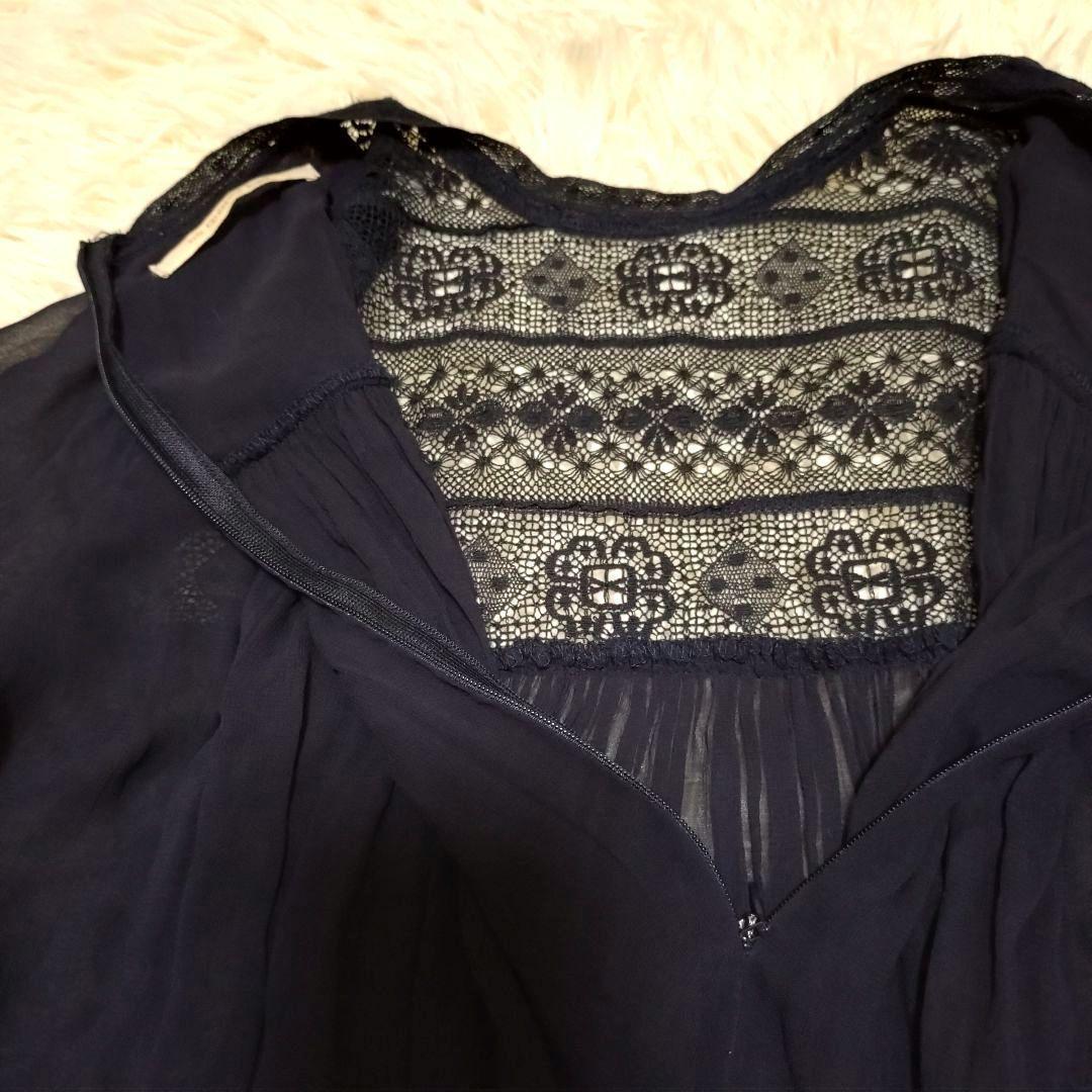 ヌキテパ 大人可愛い シアー レース ギャザー レーヨン ワンピース