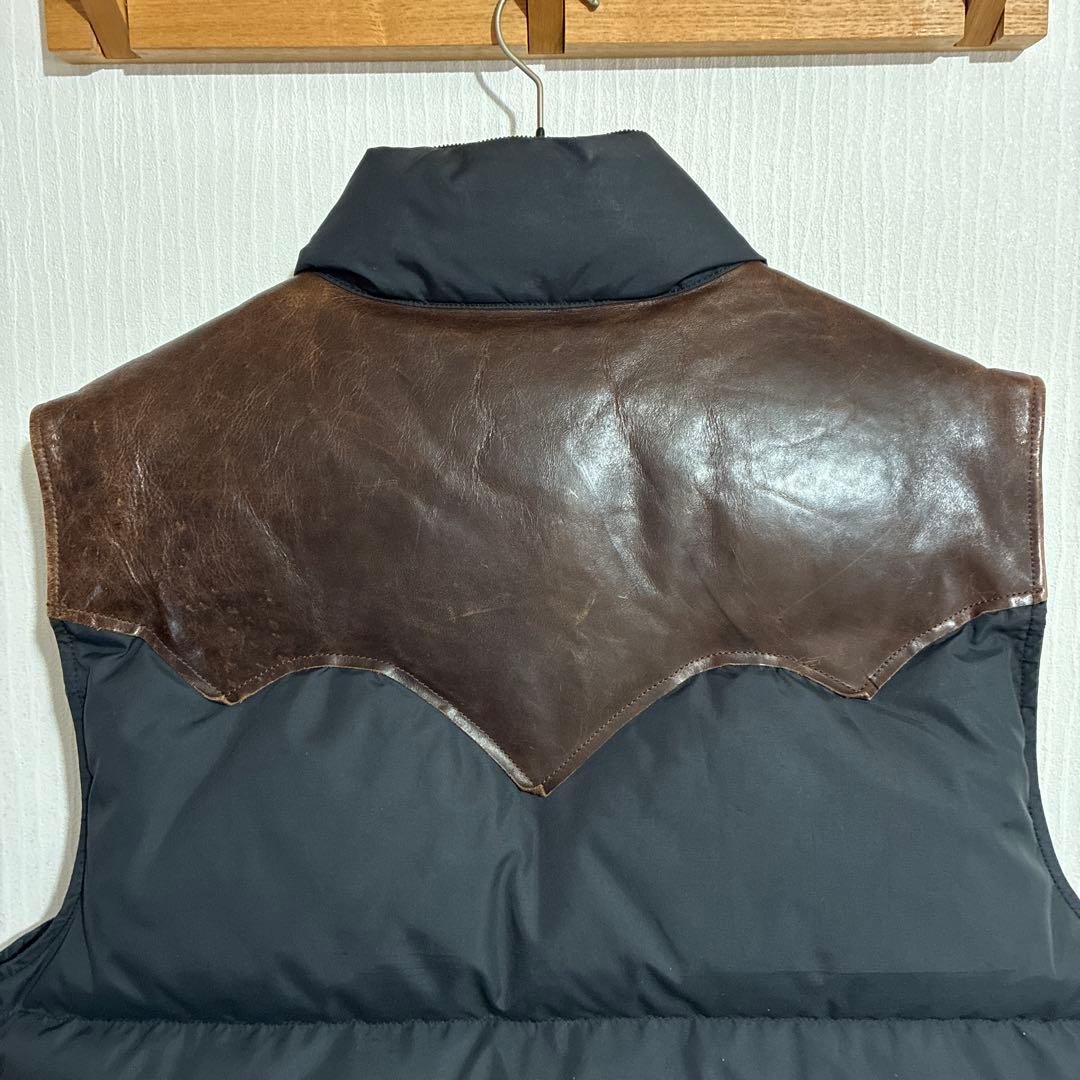 RRLダブルアールエル　レザー切り替えダウンベストs