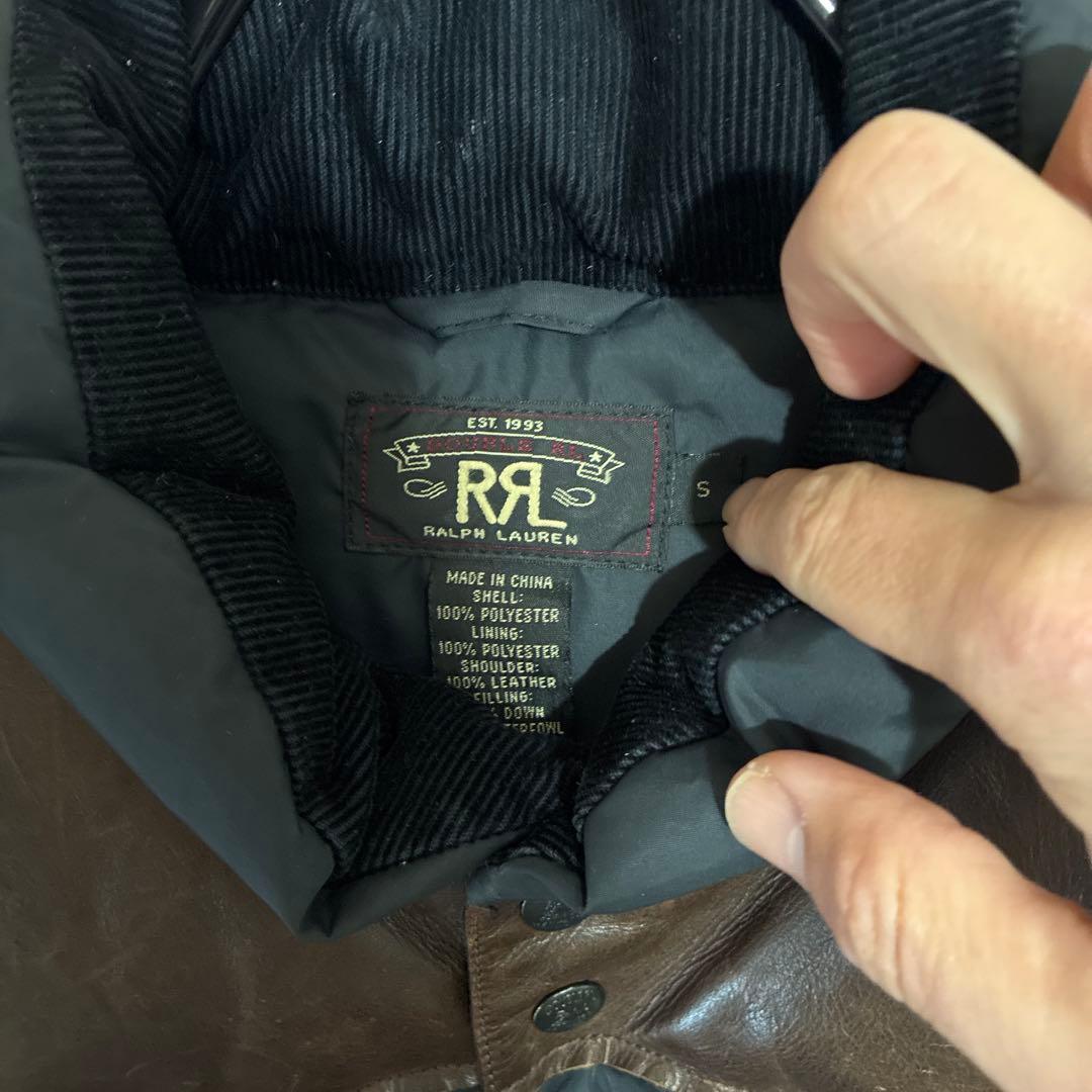 RRLダブルアールエル　レザー切り替えダウンベストs