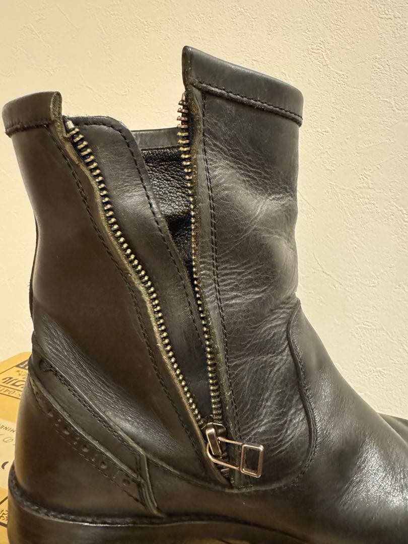 希少【Ringhio】ワークブーツ/Y2K/サイドジップ/メダリオン/42/本革