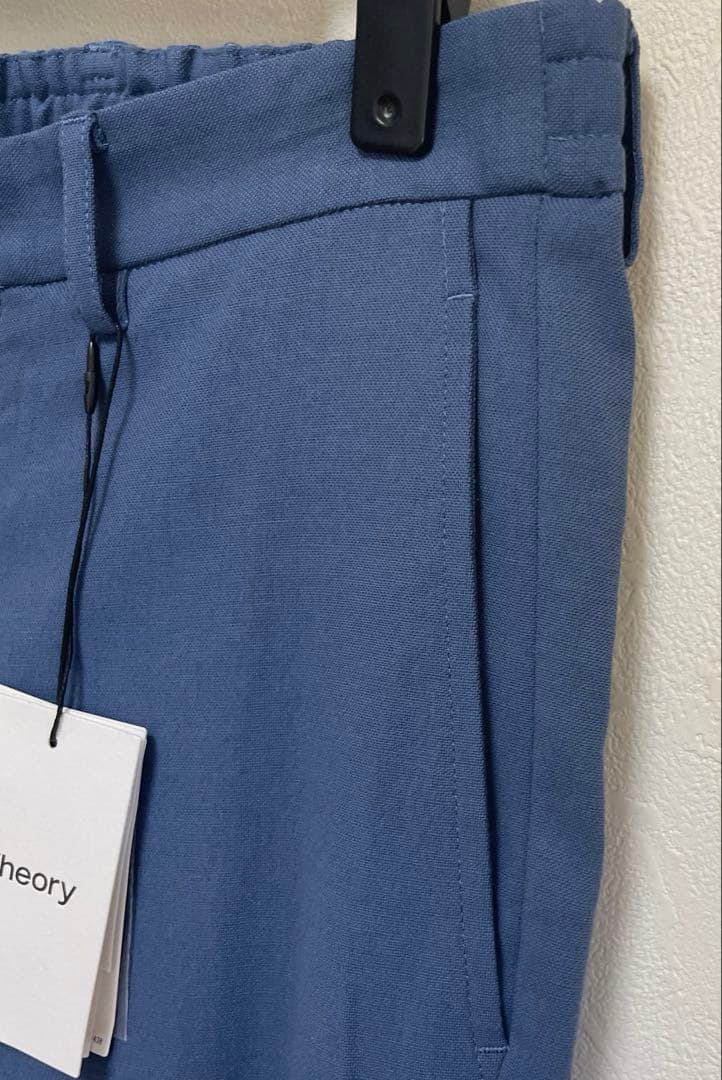 未使用タグ付き 2024春夏 Theoryパンツ麻混 ブルー　定価29,900円