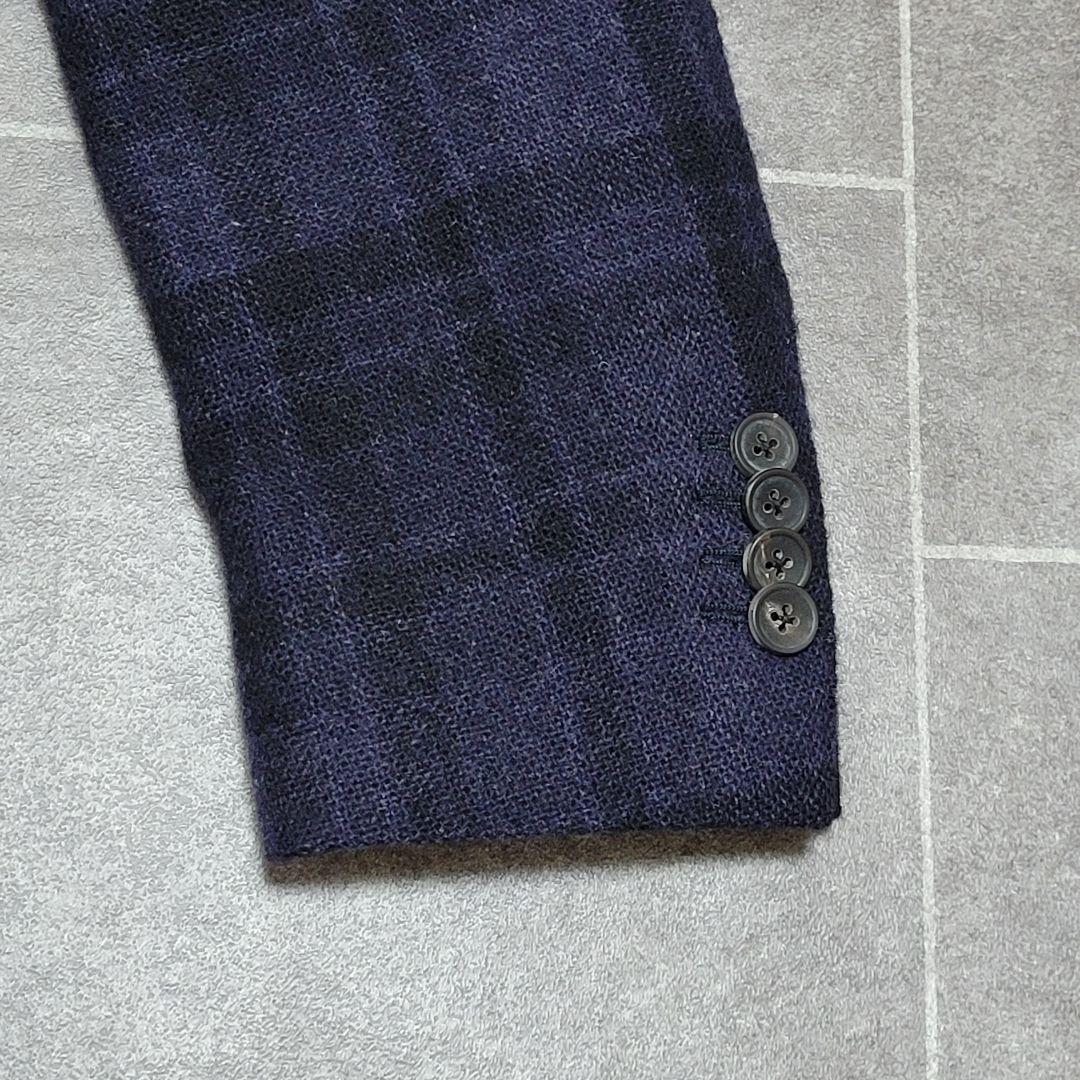 LARDINI 秋冬ツイード系 ネイビーチェック テーラードジャケット