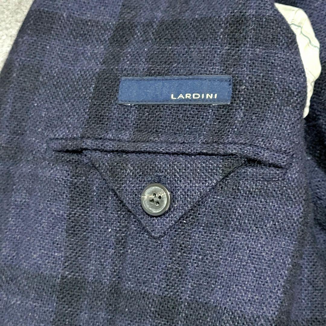 LARDINI 秋冬ツイード系 ネイビーチェック テーラードジャケット