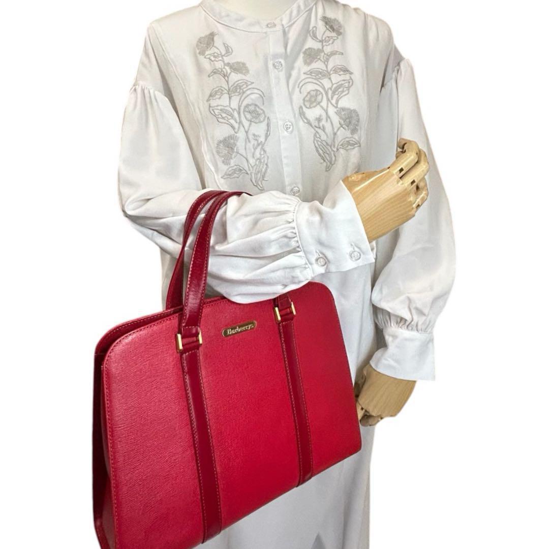Burberrys バーバリーズ ハンドバッグ ノバチェック レッド　美品