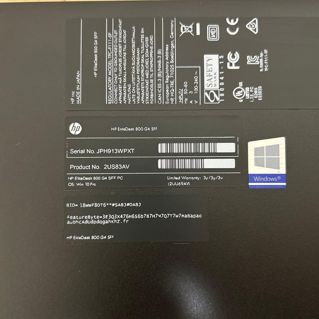 hp elite desk 800 G4 SFF ワイヤレスキーボードマウス