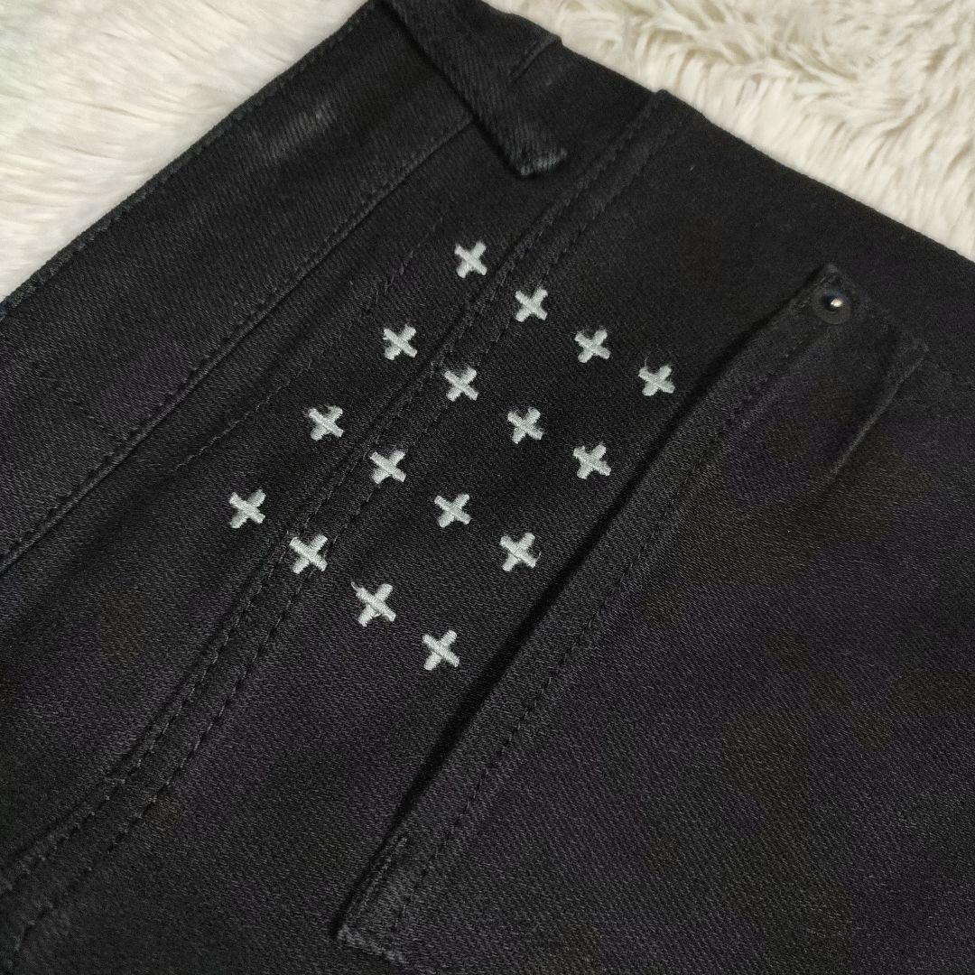 勝*山様 KSUBI size 34 スキニーデニムパンツ ブラック ストレッチ