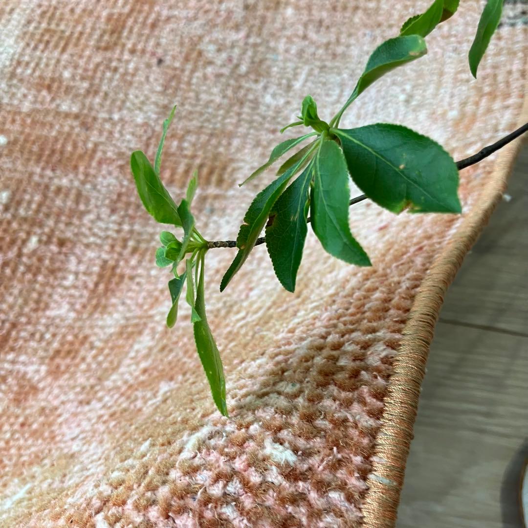 オレンジ✳︎95×46 グリーン　アート　シャンデリア　トルコヴィンテージラグ