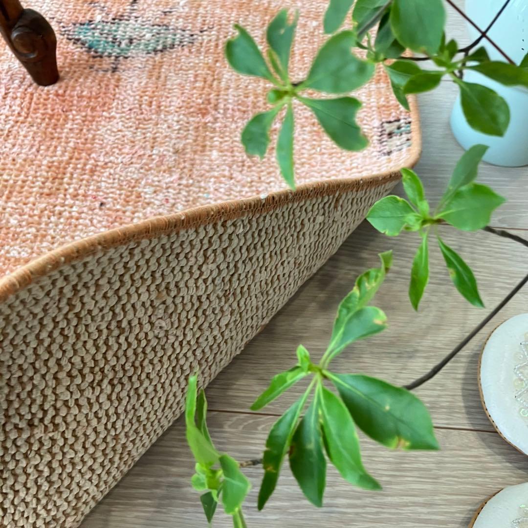 オレンジ✳︎95×46 グリーン　アート　シャンデリア　トルコヴィンテージラグ