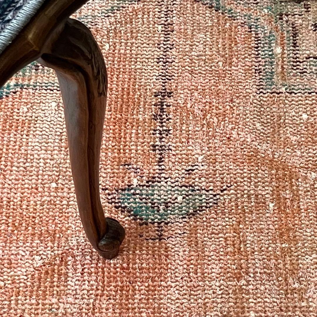 オレンジ✳︎95×46 グリーン　アート　シャンデリア　トルコヴィンテージラグ