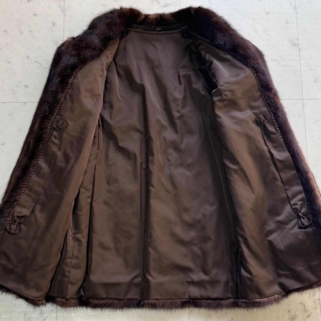 毛皮コート リアルファーコート ミンクファー ダークブラウン 11号