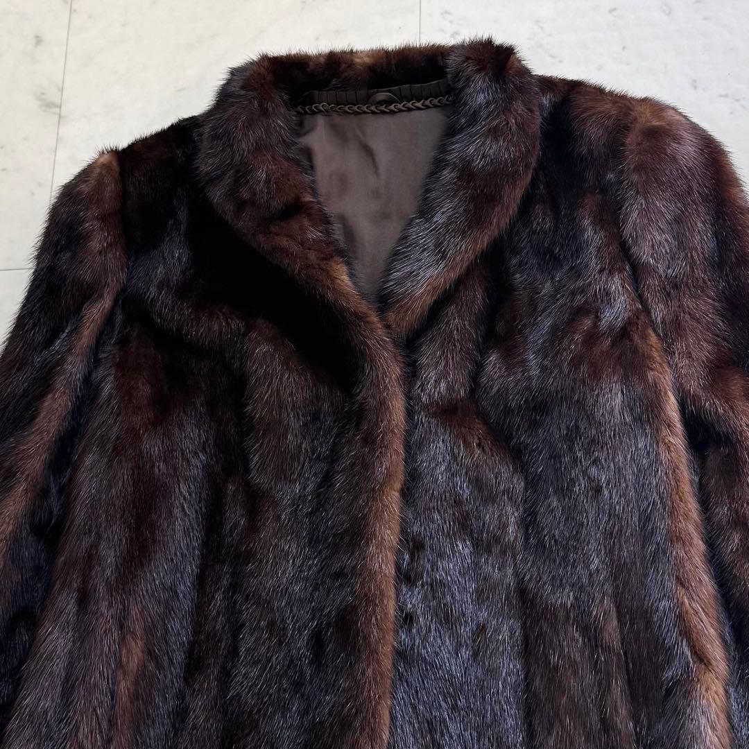 毛皮コート リアルファーコート ミンクファー ダークブラウン 11号