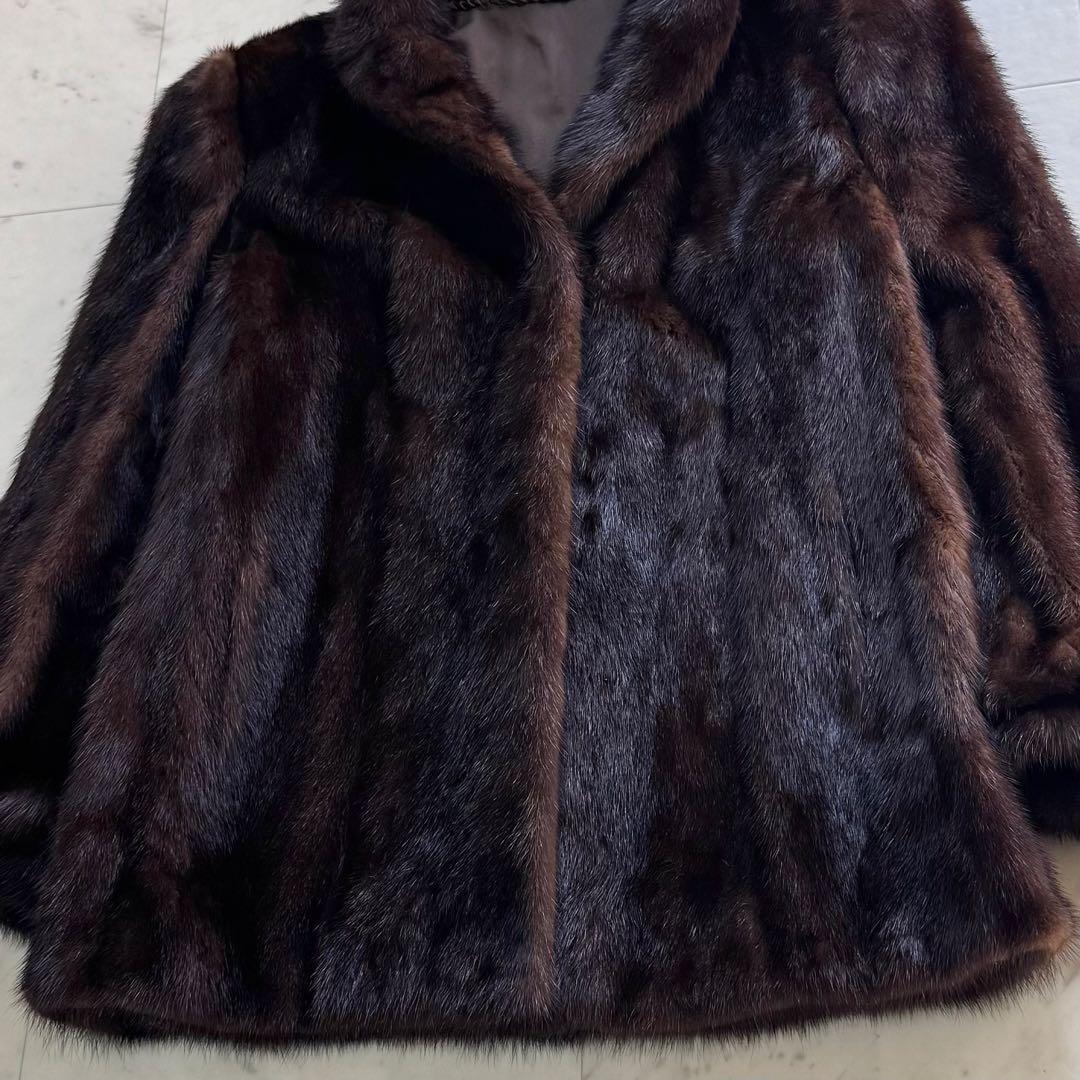 毛皮コート リアルファーコート ミンクファー ダークブラウン 11号