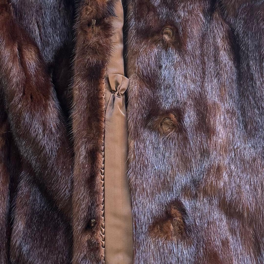 毛皮コート リアルファーコート ミンクファー ダークブラウン 11号
