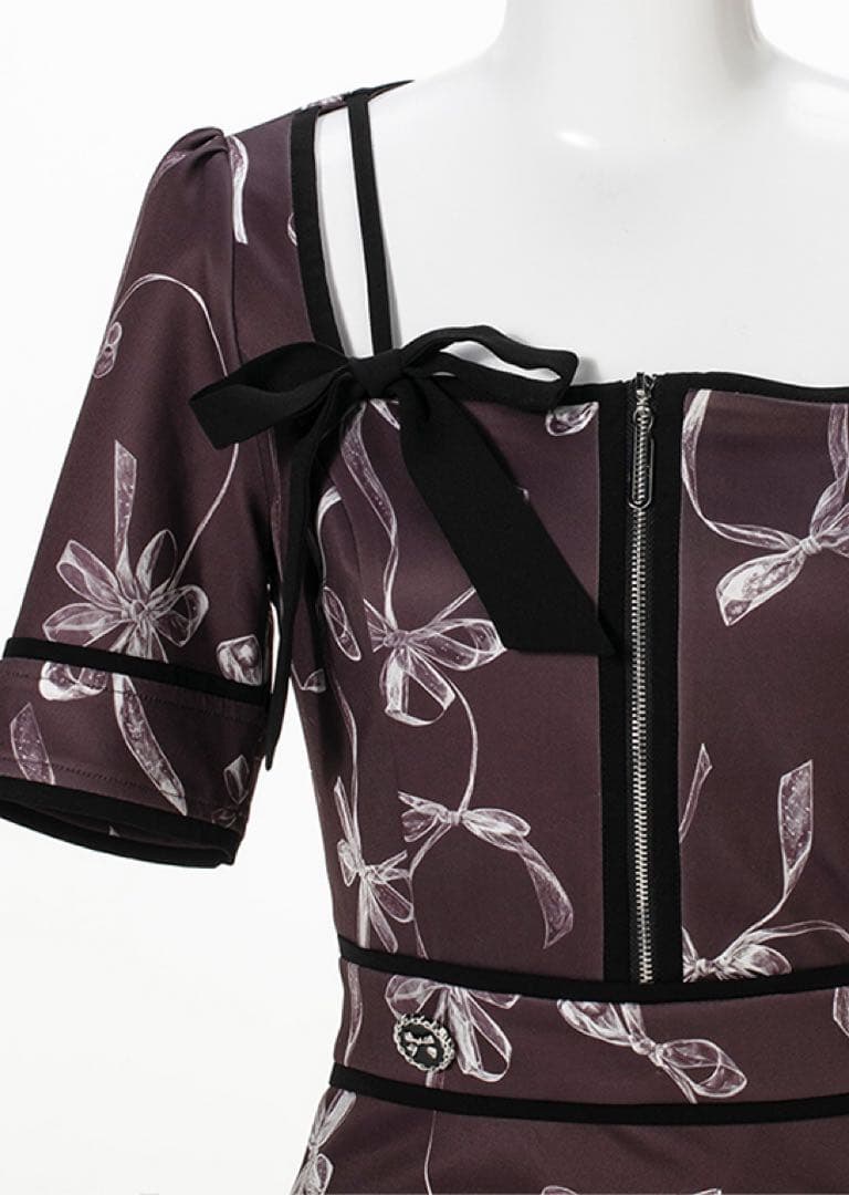 ソブレ リボンプリント ドレス・ワンピース